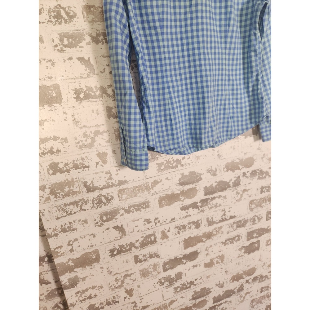 J. McLaughlin Blue Gingham Check Button Down Shirt Cotton‎ Preppy Size 8 - Picture 9 of 15